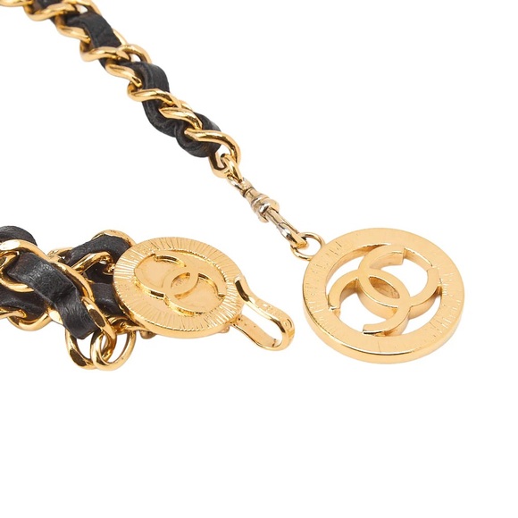 Authentic CHANEL vintage leather link charm belt 1984 main image 8